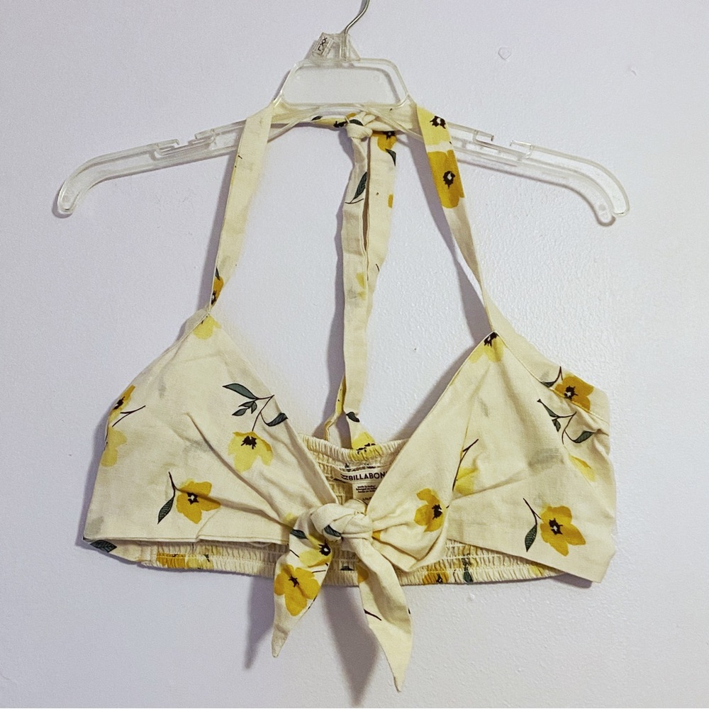 Billabong Cream Floral Tie Bandeau Top